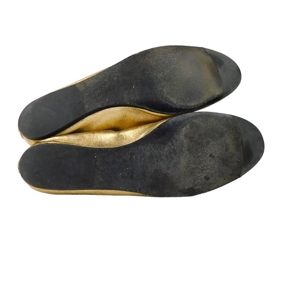 Lanvin Quiet Luxury Gold Leather Loafers Women's Size 37 - Picture 3 of 4